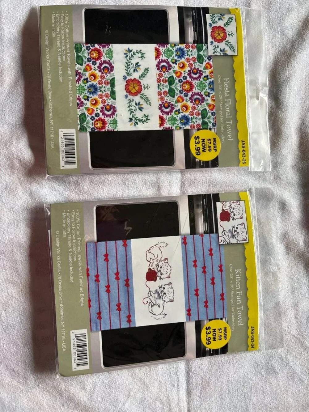 Kitten & Floral Embroidery Towel Kits 20